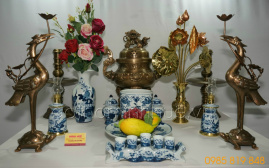 Bộ đồ thờ - Đỉnh đồng & Đồ sứ men ngọc