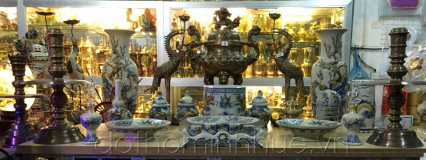 Bộ đồ thờ Men rạn & Đỉnh đồng hun 60