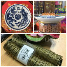 ĐĨA XIN ĐÀI RP xanh & bộ 10 xu âm dương