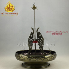 Đĩa thắp hương vòng - Cá chép hóa rồng - màu hun kéo dài