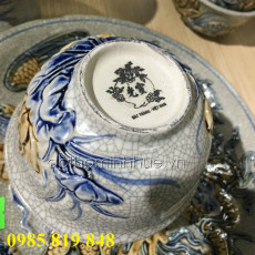 BÁT THỜ Men rạn giả cổ - Họa tiết cuốn thư